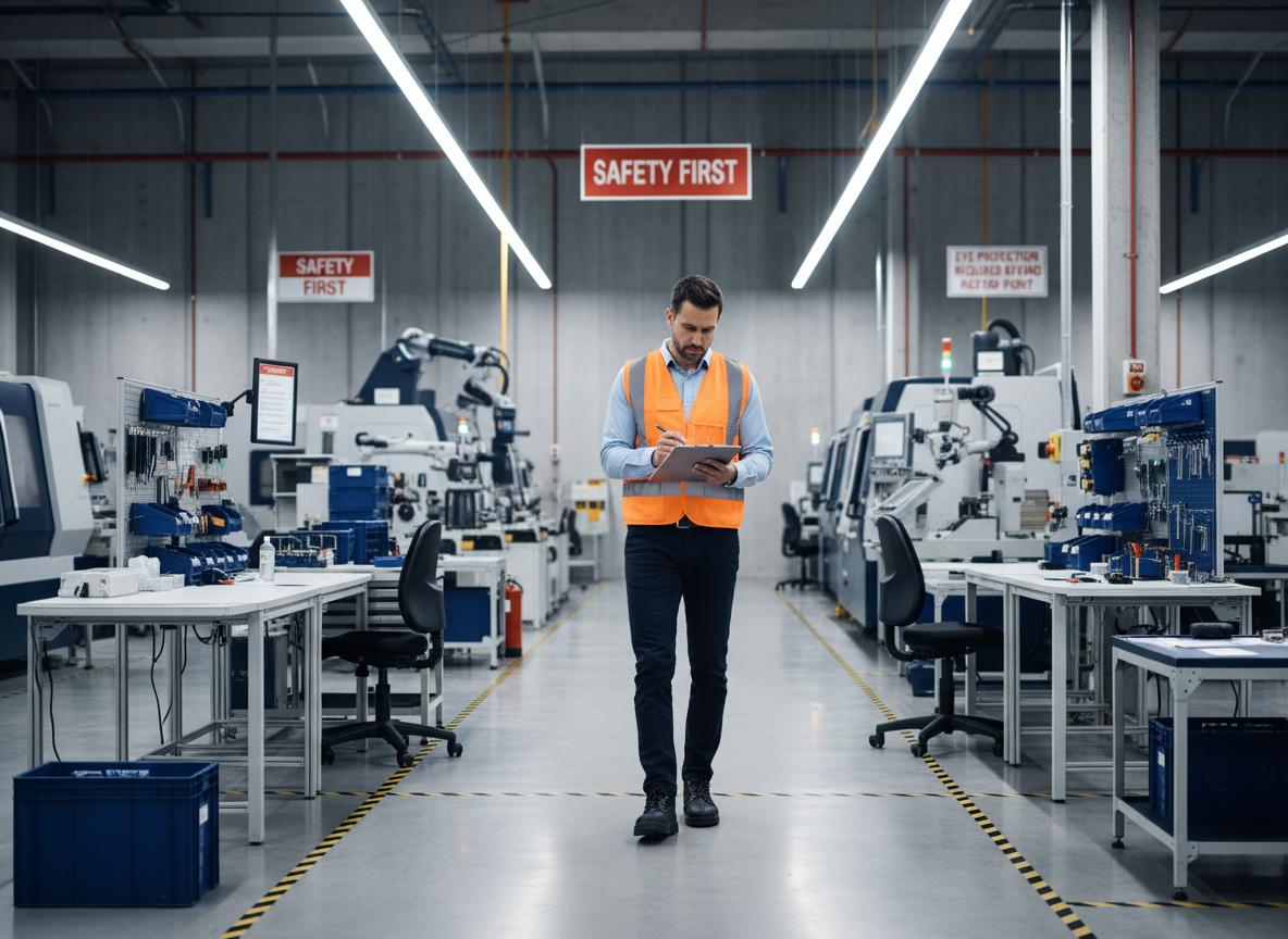 Consultant en sécurité effectuant une inspection sur le terrain